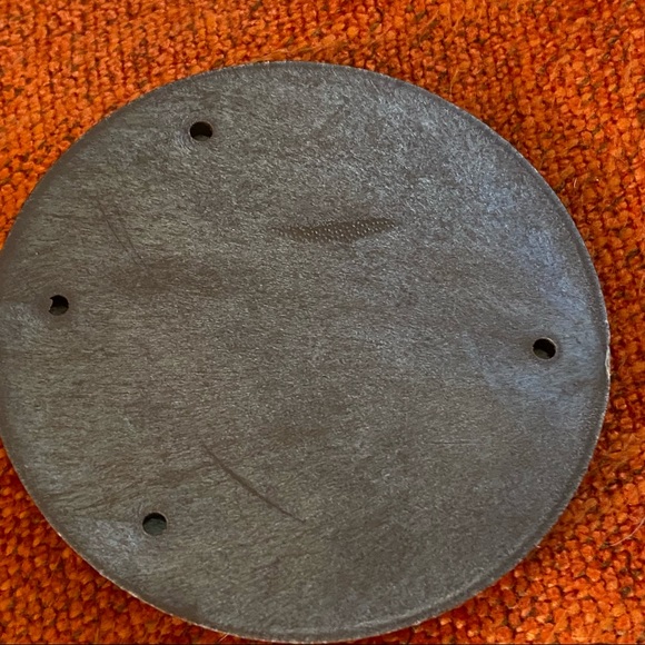 2 Large Buttons White Leather Brown Round Vintage Flat Back 2 1/2” Upholstery - Picture 4 of 8